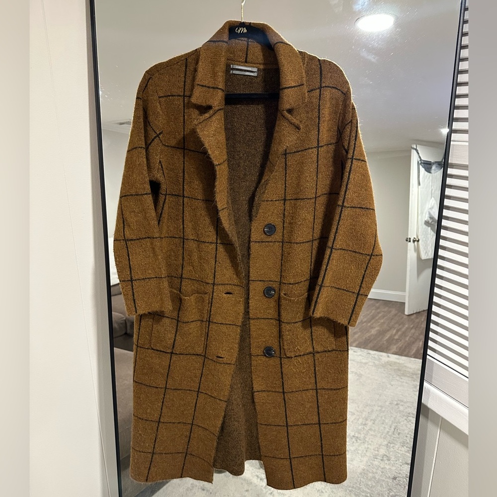 Anthropologie Solenne Windowpane Sweater Jacket